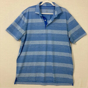 Johnnie-O Blue Stripe Short Sleeve Stretch Active Polo Shirt size XL